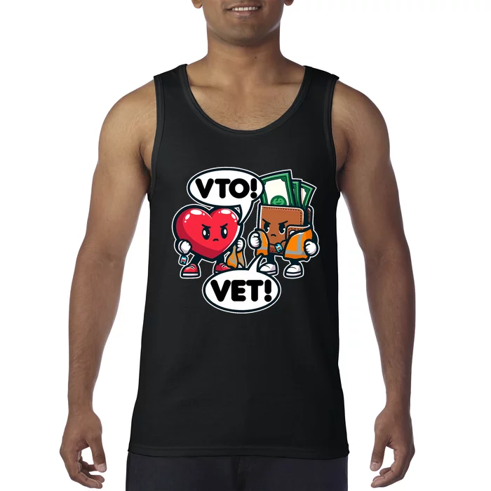 Swagazon Associate Heart Says Vto Wallet Says Vet Tank Top