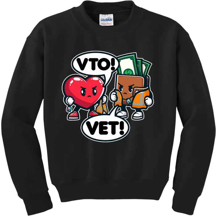 Swagazon Associate Heart Says Vto Wallet Says Vet Kids Sweatshirt