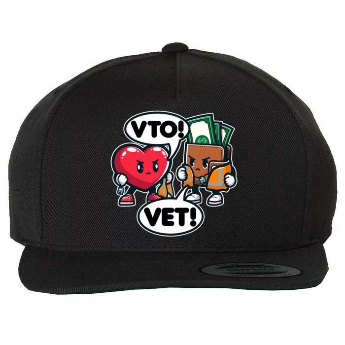 Swagazon Associate Heart Says Vto Wallet Says Vet Wool Snapback Cap