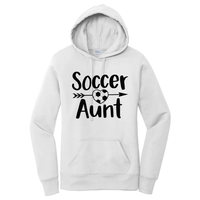 Soccer Aunt Heart Sport Lover Auntie Mother's Day Women's Pullover Hoodie