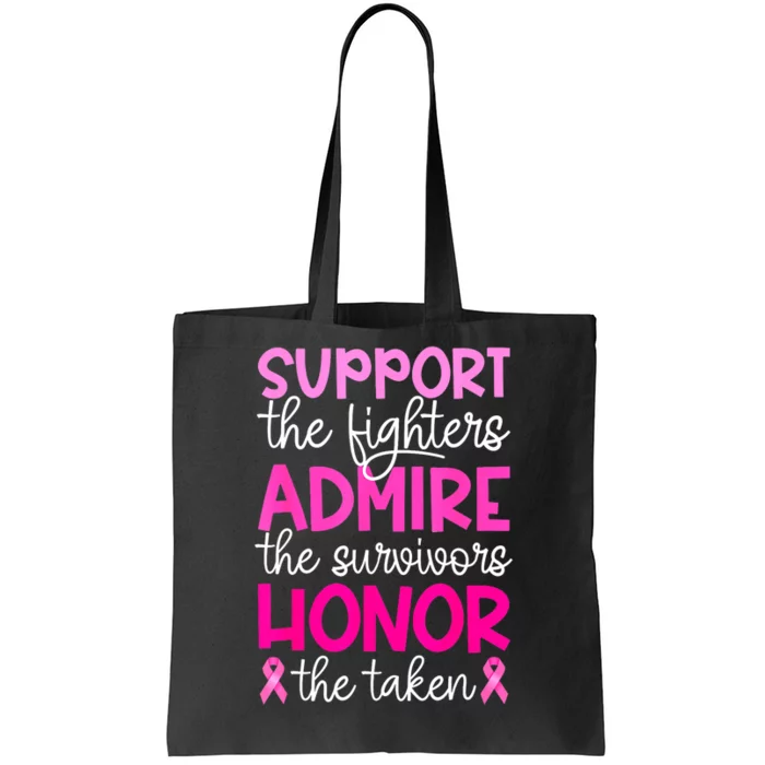 Support Admire Honor Breast Cancer Awareness Gift Tote Bag