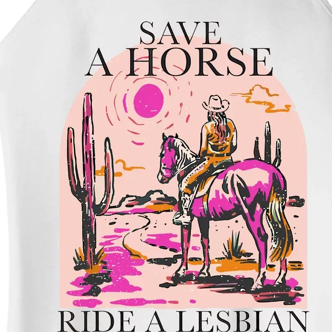 Save A Horse Ride A Lesbian Cowboy Lgbtq Western Retro Women’s Perfect Tri Rocker Tank