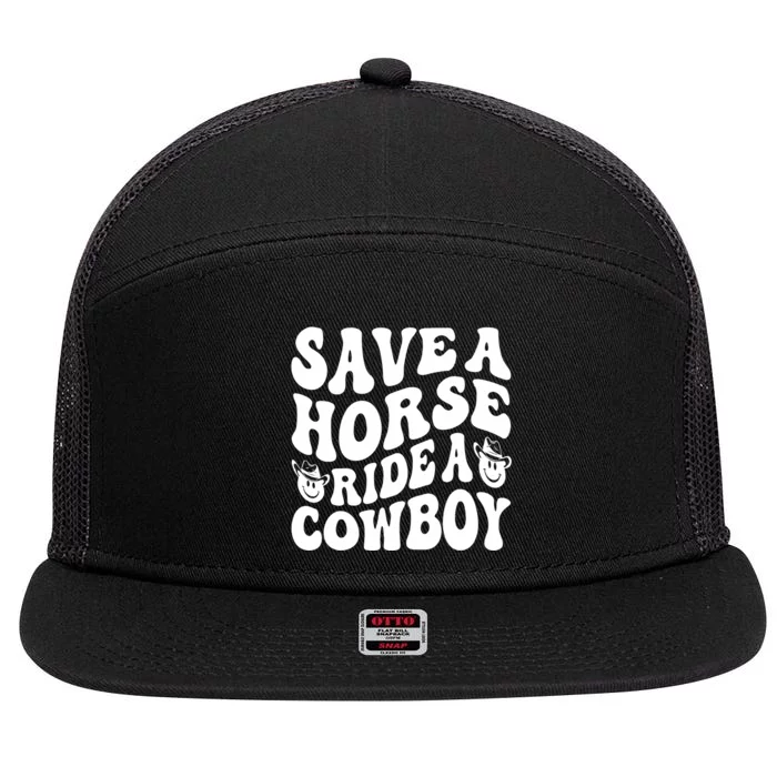 Save A Horse Ride A Cowboy Oversized Western 7 Panel Mesh Trucker Snapback Hat