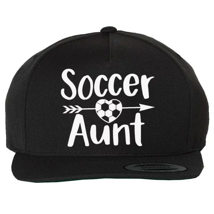 Soccer Aunt Heart Sport Lover Auntie MotherS Day Wool Snapback Cap