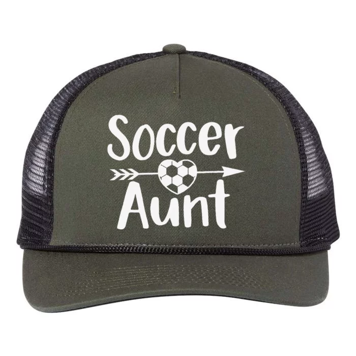 Soccer Aunt Heart Sport Lover Auntie MotherS Day Retro Rope Trucker Hat Cap