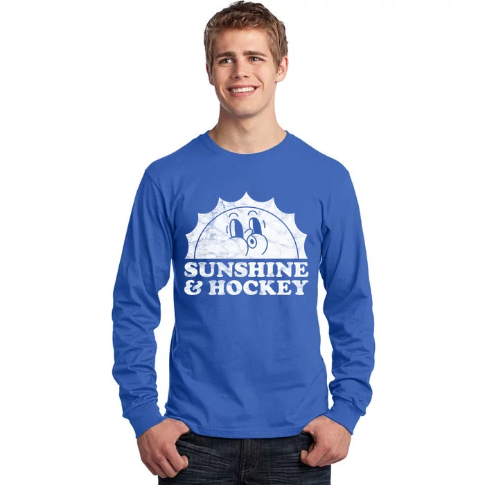 Sunshine And Hockey Retro Vintage Ice Hockey Gift Tall Long Sleeve T-Shirt