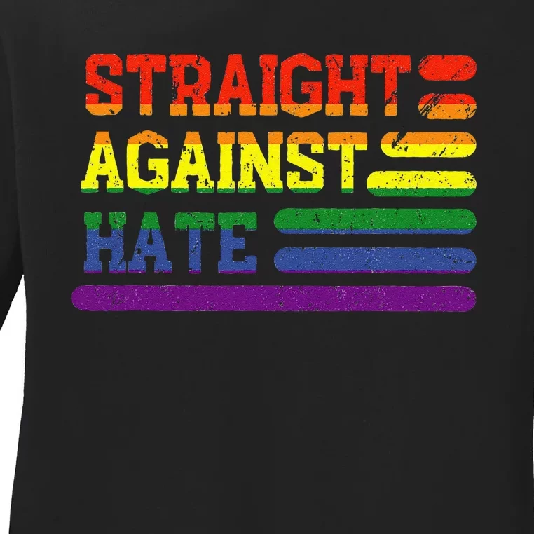 Straight against hate Ladies Long Sleeve Shirt