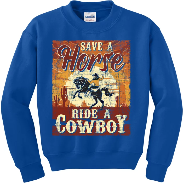 Save A Horse Gift Cow Cow Equestrian Calf Roping Lover Gift Kids Sweatshirt