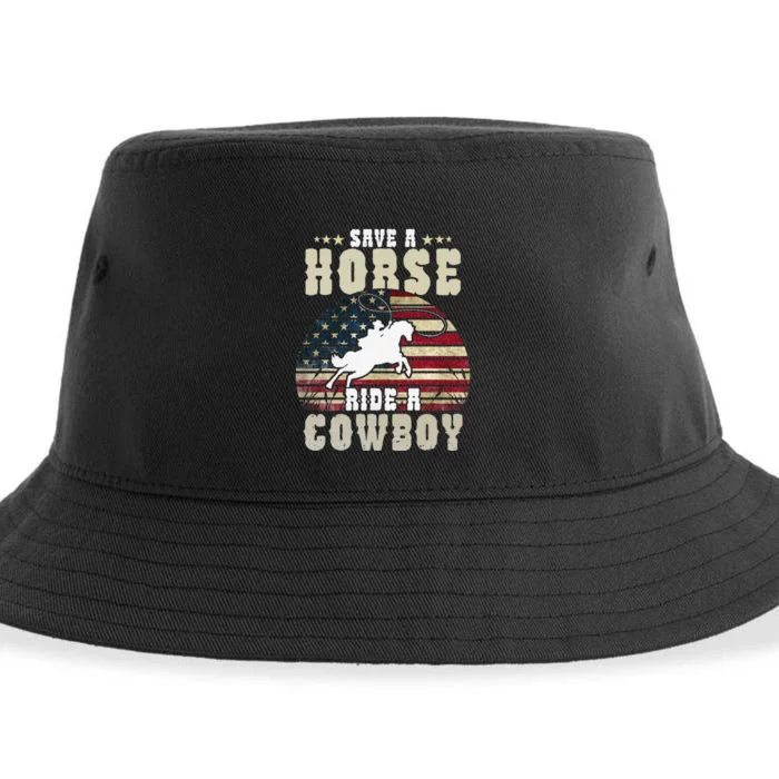 Save a Horse Ride a Cow Funny Horse Riding Sustainable Bucket Hat