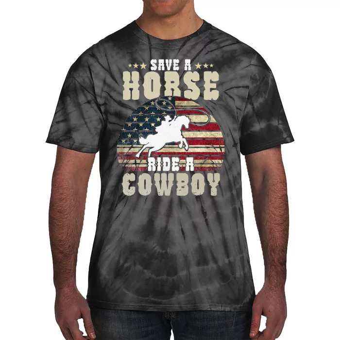 Save a Horse Ride a Cow Funny Horse Riding Tie-Dye T-Shirt