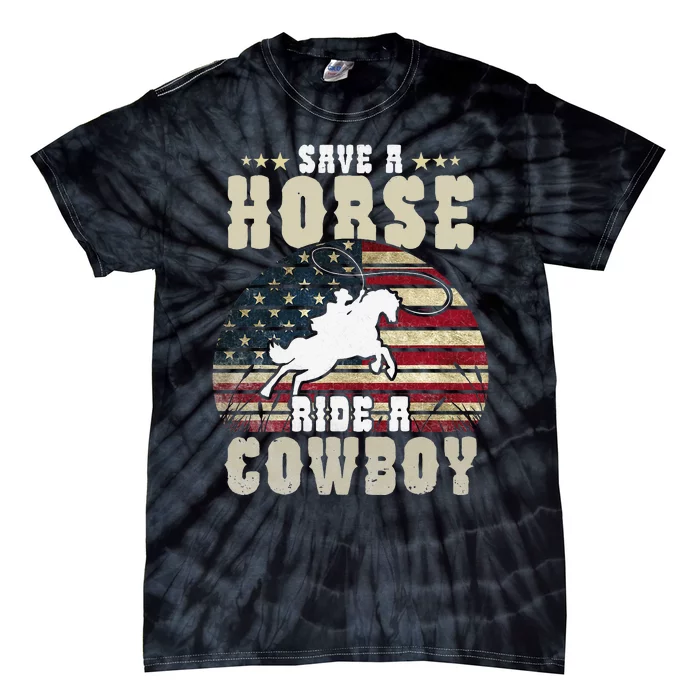 Save a Horse Ride a Cow Funny Horse Riding Tie-Dye T-Shirt