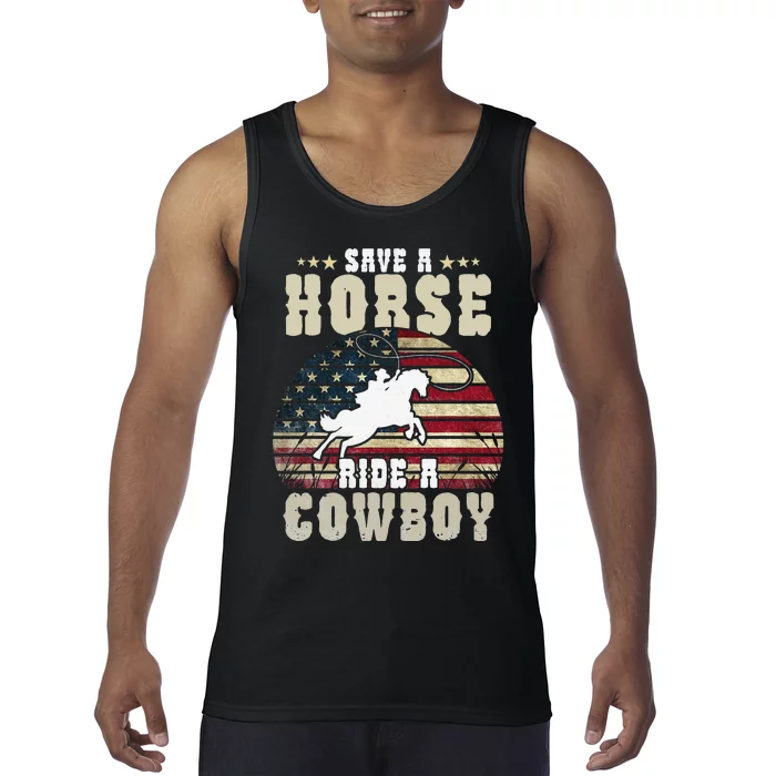 Save a Horse Ride a Cow Funny Horse Riding Tank Top