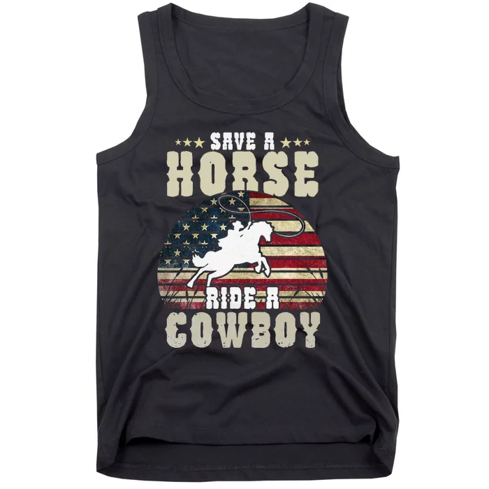 Save a Horse Ride a Cow Funny Horse Riding Tank Top