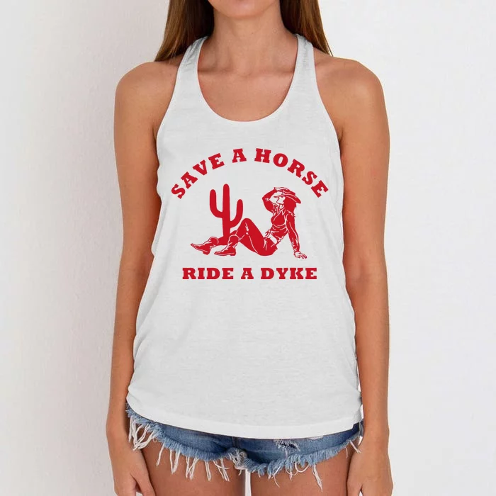 Save A Horse Ride A Dyke Vintage Cowgirl Howdy Lesbians Women's Knotted Racerback Tank