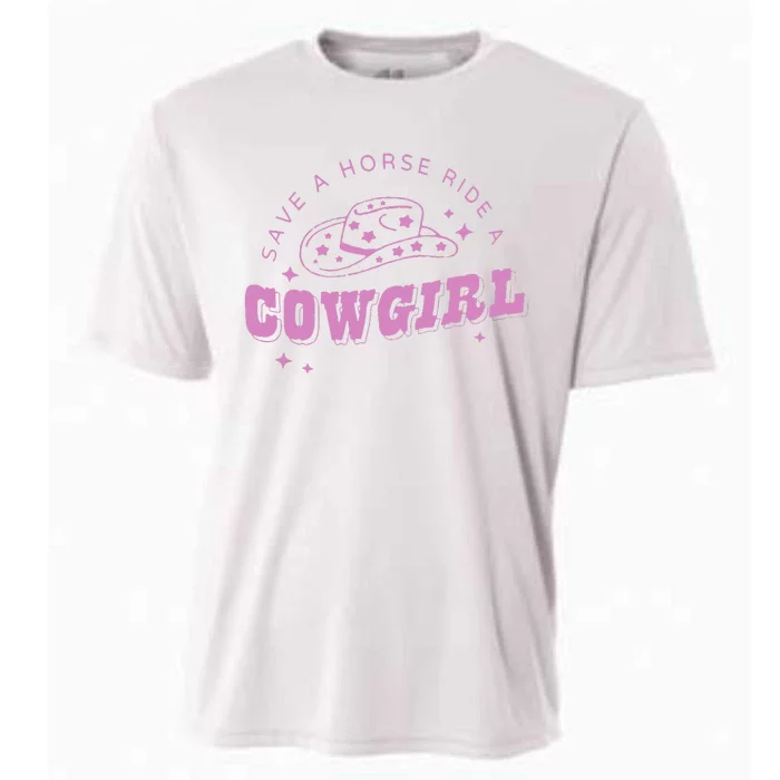 Save a Horse Ride a Cowgirl Lesbian Western Subtle Pride Cooling Performance Crew T-Shirt