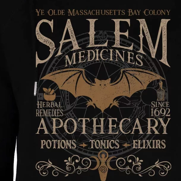 Salem Apothecary Herbalist Witch Wiccan Beige Bat Womens Funnel Neck Pullover Hood