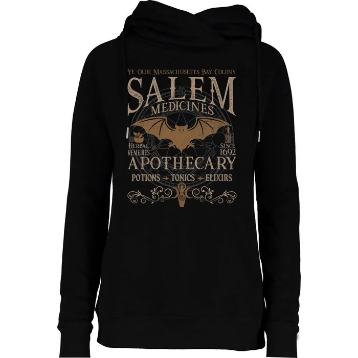 Salem Apothecary Herbalist Witch Wiccan Beige Bat Womens Funnel Neck Pullover Hood