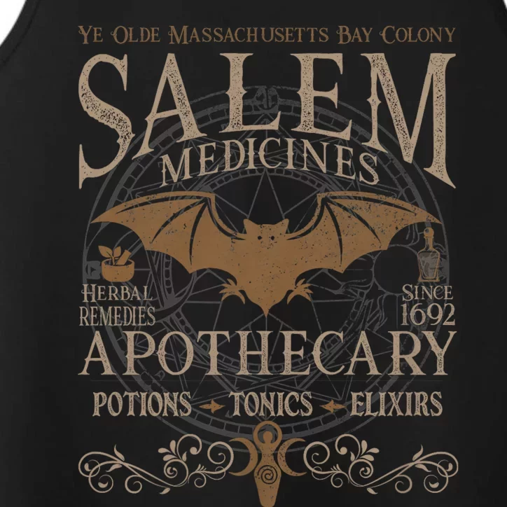 Salem Apothecary Herbalist Witch Wiccan Beige Bat Performance Tank