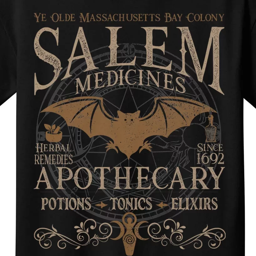 Salem Apothecary Herbalist Witch Wiccan Beige Bat Kids T-Shirt