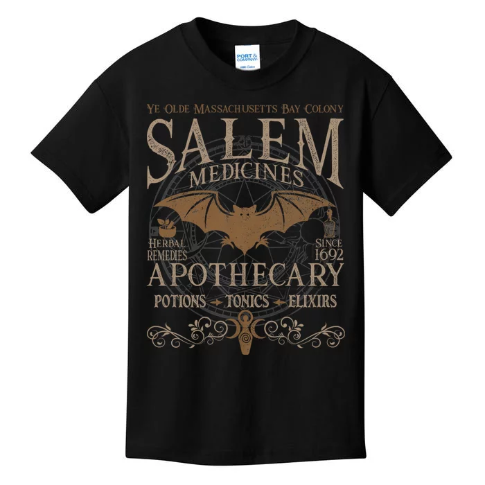 Salem Apothecary Herbalist Witch Wiccan Beige Bat Kids T-Shirt