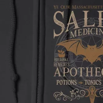 Salem Apothecary Herbalist Witch Wiccan Beige Bat Full Zip Hoodie