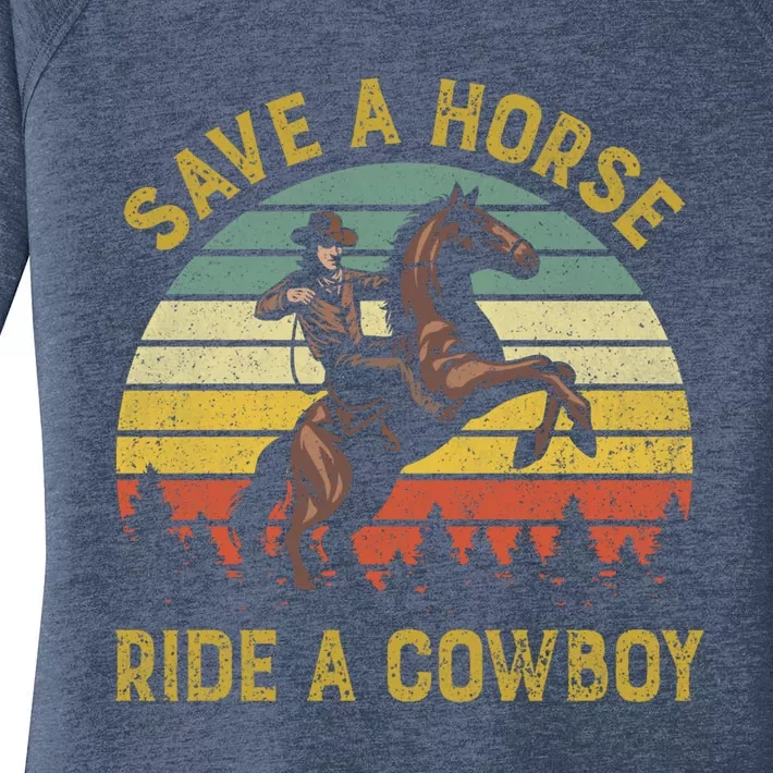 Save A Horse Ride A Cow Western Rodeo Country Lover Gift Women's Perfect Tri Tunic Long Sleeve Shirt