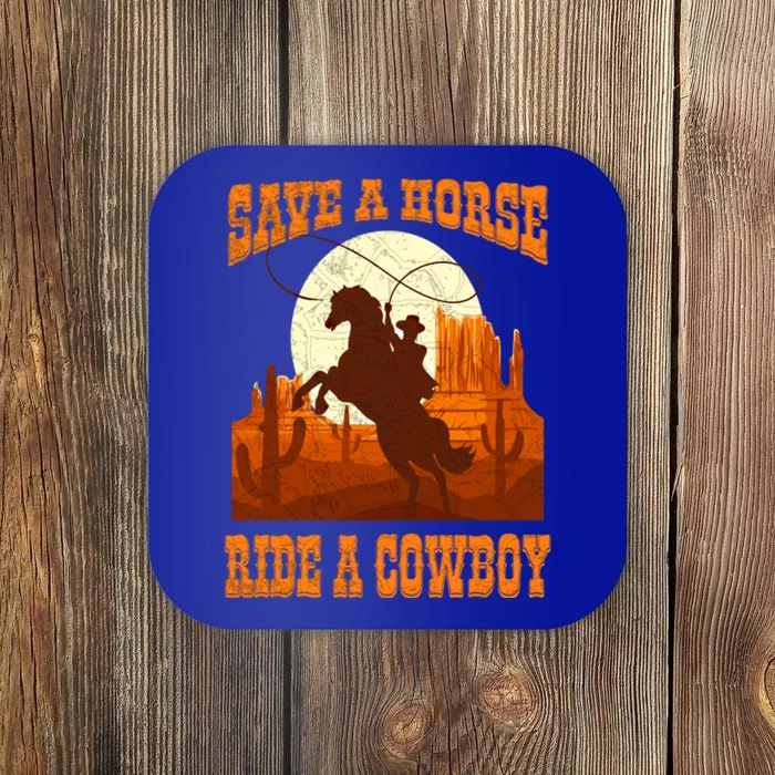 Save A Horse Ride Cow Horse Riding Roping Design Gift Coaster