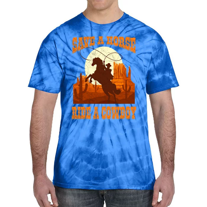 Save A Horse Ride Cow Horse Riding Roping Design Gift Tie-Dye T-Shirt