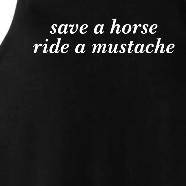 Save A Horse Ride A Mustache Ladies Tri-Blend Wicking Tank