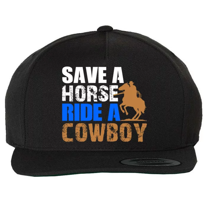 Save A Horse Ride Cow Texas Horse Lover Gift Wool Snapback Cap