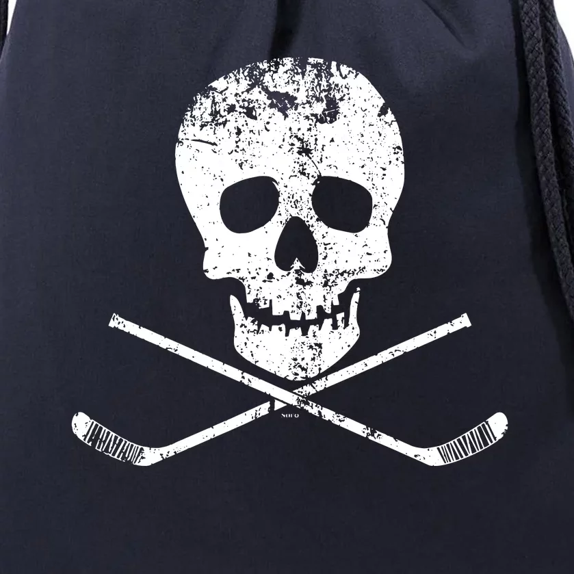 Skull And Hockey Stick Crossbones Hockey Skull Drawstring Bag