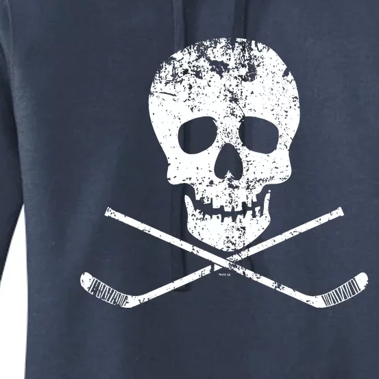 Skull And Hockey Stick Crossbones Hockey Skull Women's Pullover Hoodie