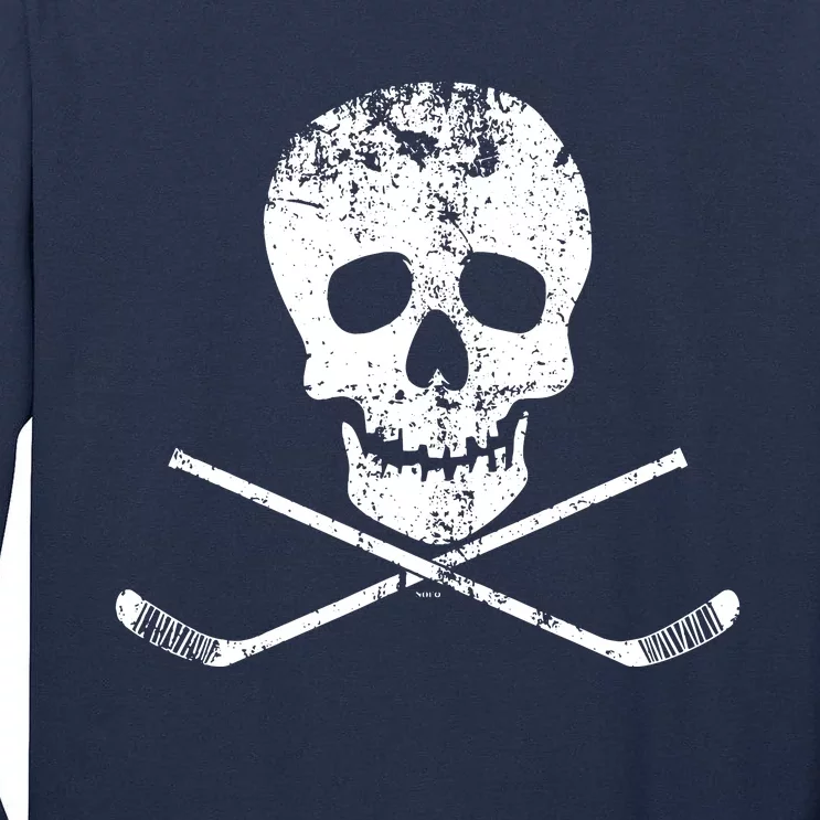 Skull And Hockey Stick Crossbones Hockey Skull Tall Long Sleeve T-Shirt