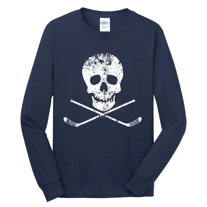 Skull And Hockey Stick Crossbones Hockey Skull Tall Long Sleeve T-Shirt