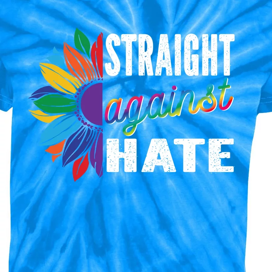 Straight Against Hate Pride Month Lgbtq Support Funny Gift Kids Tie-Dye T-Shirt