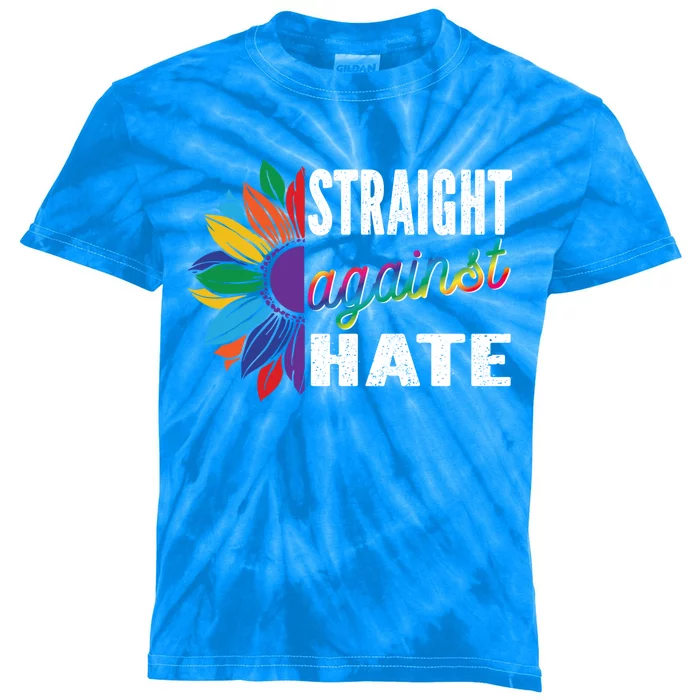 Straight Against Hate Pride Month Lgbtq Support Funny Gift Kids Tie-Dye T-Shirt