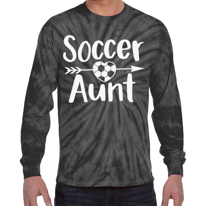 Soccer Aunt Heart Sport Lover Auntie Mother's Day Tie-Dye Long Sleeve Shirt