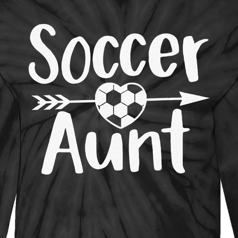 Soccer Aunt Heart Sport Lover Auntie Mother's Day Tie-Dye Long Sleeve Shirt