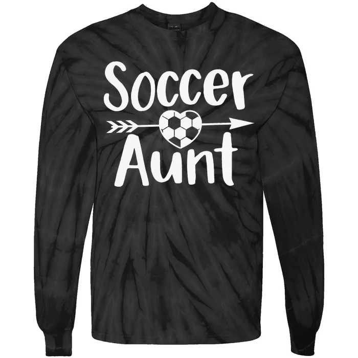 Soccer Aunt Heart Sport Lover Auntie Mother's Day Tie-Dye Long Sleeve Shirt