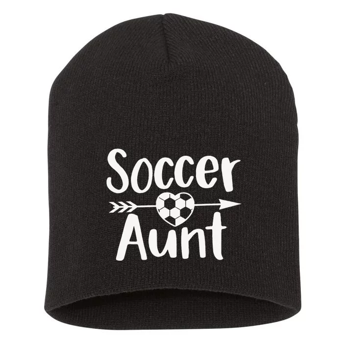 Soccer Aunt Heart Sport Lover Auntie Mother's Day Short Acrylic Beanie