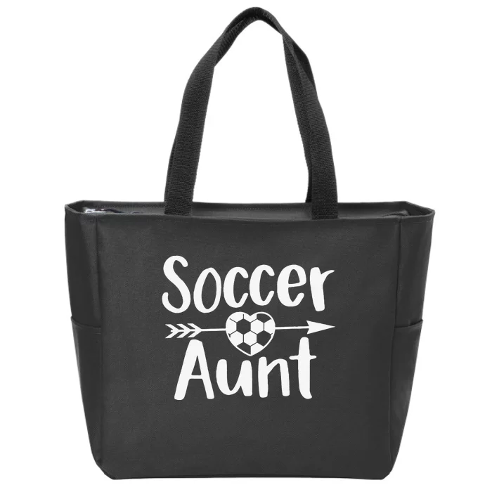 Soccer Aunt Heart Sport Lover Auntie Mother's Day Zip Tote Bag