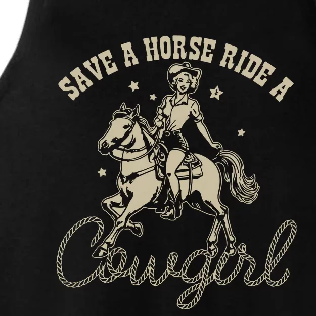 Save A Horse Ride A Cowgirl Lesbian Ladies Tri-Blend Wicking Tank