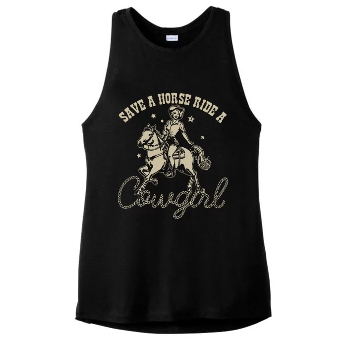 Save A Horse Ride A Cowgirl Lesbian Ladies Tri-Blend Wicking Tank