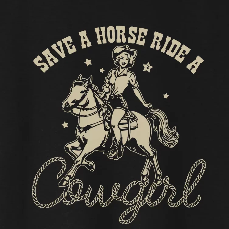 Save A Horse Ride A Cowgirl Lesbian Women's Crop Top Tee