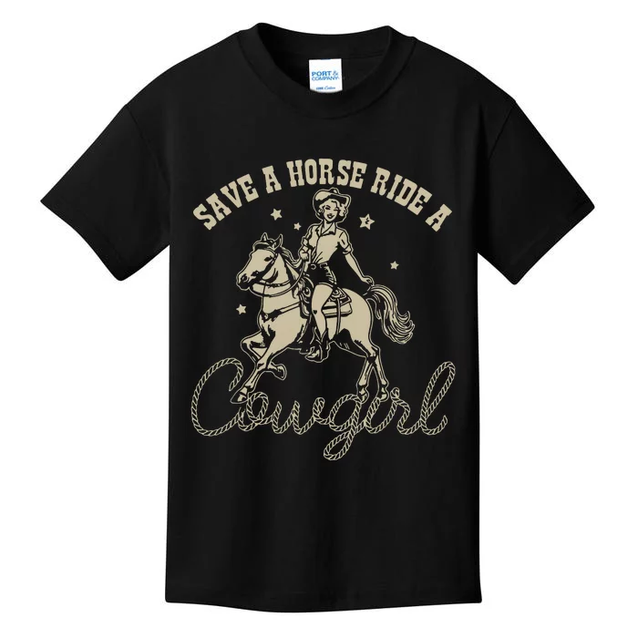 Save A Horse Ride A Cowgirl Lesbian Kids T-Shirt