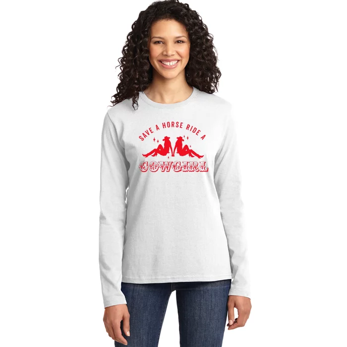 Save A Horse Ride A Cowgirl Lesbian Howdy Lesbians Ladies Long Sleeve Shirt