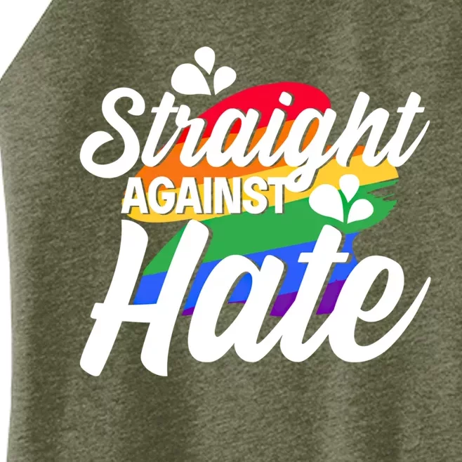 Straight Against Hate Rainbow Lgbtq Lesbian Homosexual Queer Funny Gift Women’s Perfect Tri Rocker Tank