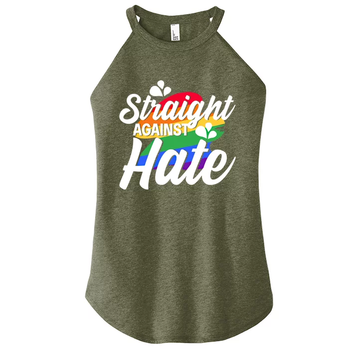 Straight Against Hate Rainbow Lgbtq Lesbian Homosexual Queer Funny Gift Women’s Perfect Tri Rocker Tank