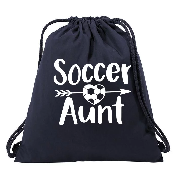 Soccer Aunt Heart Sport Lover Auntie Mothers Day Drawstring Bag