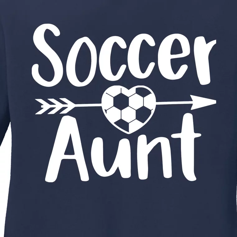 Soccer Aunt Heart Sport Lover Auntie Mothers Day Ladies Long Sleeve Shirt